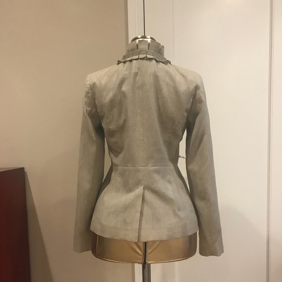 Classiques Entier Beige & Gold Thread Ruffle Blazer for Office & Evening - Picture 2 of 2